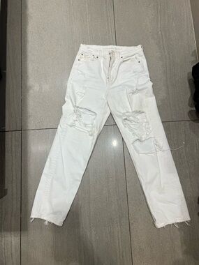 American Eagle Outfitters White Distressed Boyfriend Jeans
